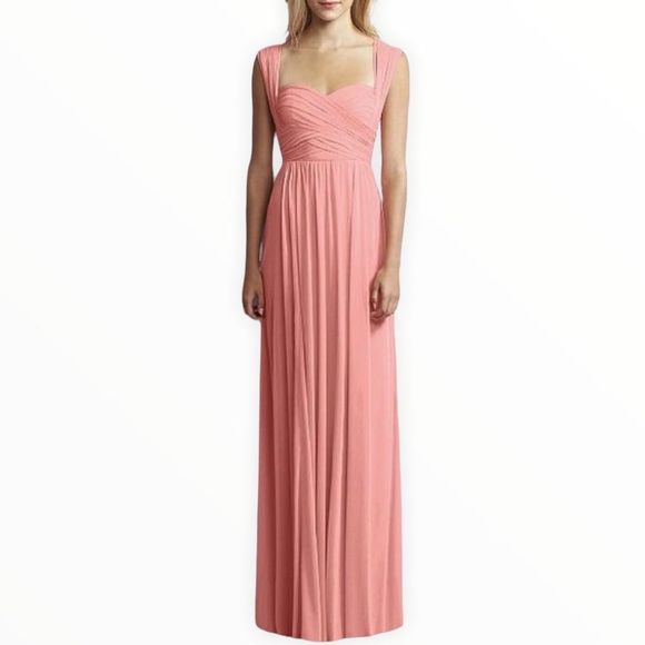 Jenny Yoo Full Length Convertible Chiffon Dress Gown Apricot size 14 NWT JY515 - Picture 1 of 16
